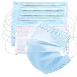 Disposable Flat Face Masks With Nose Clip Elastic Earloop