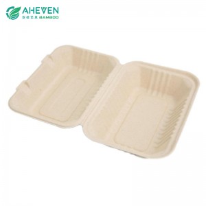 Customer Packing Bagasse Burger Box 100% Biodegradable For Restaurant Use