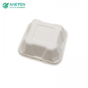 Hot Sale Biodegradable Bagasse Hamburger Clamshell in 6 inch