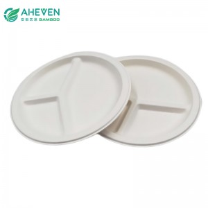 Factory Cheap Price 10 inch Biodegradable Plates With Compartment Bagasse Plates