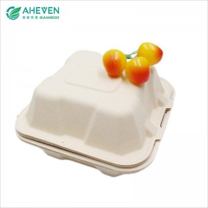 Hot Sale Biodegradable Bagasse Hamburger Clamshell in 6 inch