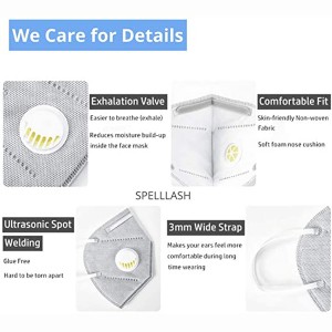 FFP2 Folding Breathable Grey Face Mask for Women and Men Anti-irritant