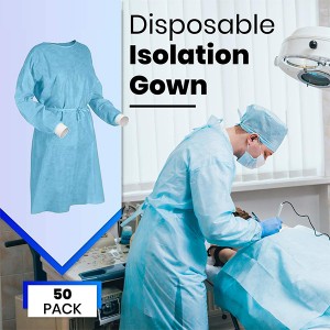 Disposable  magent Isolation Gowns, Non-Woven, Late X Free, SplashResistant, Elastic Knit Cuff Gowns