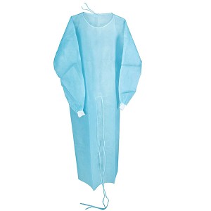 Disposable Isolation Gown Polypropylene: Protective Gowns with Knit Cuff Long Sleeve, Universal Size, bule